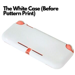 May include: A white case with coral accents, designed for a handheld gaming device. The case features the text "The White Case (Before Pattern Print)". The case has a smooth, glossy finish.