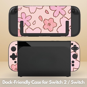 Cute Leafs Blossom Dockable Protective Switch Case for NS Switch 2 7.9&quot;, Switch/Switch OLED, Anti-Scratch, Shock-Absorption Shell Cover