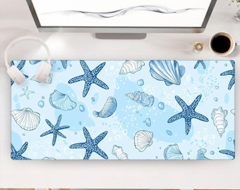 Seashells Starfish Desk Mat Mice Pad, Large Mouse Pad, Gaming Mousepad Deskpad, Full Size Mice Pad, Desk Matt for Keyboard, Desktop, Laptop