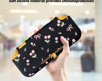 Custodia Kawaii con fiocco floreale per Switch Lite, cover protettiva morbida, regalo per lui e per lei.
