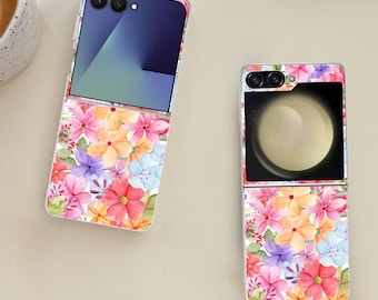 Cute Flower Galaxy Flip Phone Case for Samsung Galaxy Z Flip 7 7FE, Flip  6, Flip 5, Galaxy ZFlip 7 6 5, Shockproof Cover