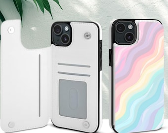 Étui portefeuille coloré et esthétique pour iPhone 17 16 15 Pro Max Plus, Galaxy S25 S24 S23 Ultra Plus, étui en cuir avec fentes pour cartes