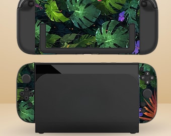 Cute Tropical Jungle Dockable Protective Switch Case for NS Switch 2 7.9", Switch/Switch OLED, Anti-Scratch, Shock-Absorption Shell Cover