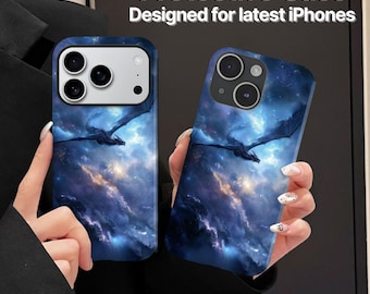 Dragon Fantasy Art Dual Layer Phone Case for iPhone 17 16 15 14, MagSafe Compatible Aesthetic Protective Cover