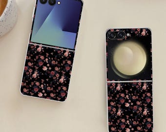 Cute Floral Galaxy Flip Phone Case for Samsung Galaxy Z Flip 7 7FE, Flip  6, Flip 5, Galaxy ZFlip 7 6 5, Shockproof Cover