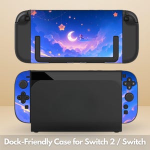 Cute Stars Dockable Protective Switch Case for NS Switch 2 7.9", Switch/Switch OLED, Anti-Scratch, Shock-Absorption Shell Cover