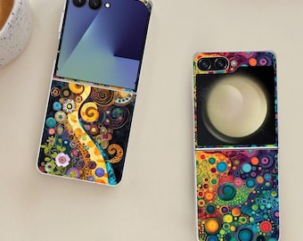 Abstract Dot Swirling Galaxy Flip Phone Case for Samsung Galaxy Z Flip 7 7FE, Flip  6, Flip 5, Galaxy ZFlip Shockproof Cover