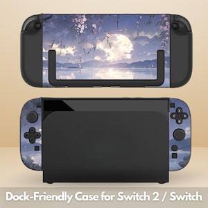 Cute Moon Dockable Protective Switch Case for NS Switch 2 7.9", Switch/Switch OLED, Anti-Scratch, Shock-Absorption Shell Cover