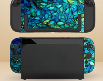 Botanical Stained Glass Dockable Protective Switch Case for NS Switch 2 7.9", Switch/Switch OLED, Anti-Scratch, Shock-Absorption Shell Cover