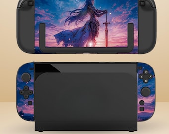 Söt fantasikonst i spelkonst, dockningsbart skyddande Switch-fodral för NS Switch 2, Switch/Switch OLED, reptåligt, stötdämpande skal
