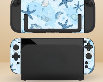 Cute Seashells Starfish Dockable Protective Switch Case for NS Switch 2 7.9", Switch/Switch OLED, Anti-Scratch, Shock-Absorption Shell Cover