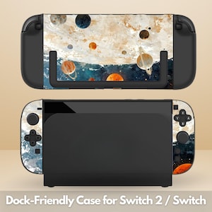 Cute Space Art Dockable Protective Switch Case for NS Switch 2 7.9&quot;, Switch/Switch OLED, Anti-Scratch, Shock-Absorption Shell Cover