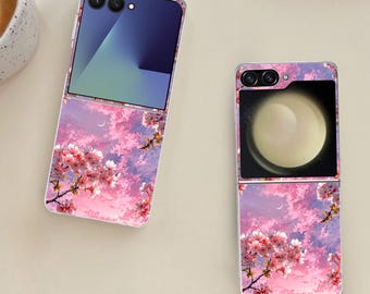 Cute Floral Galaxy Flip Phone Case for Samsung Galaxy Z Flip 7 7FE, Flip  6, Flip 5, Galaxy ZFlip 7 6 5, Shockproof Cover