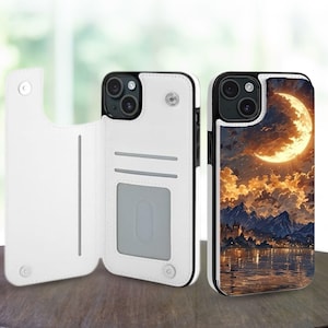 Fantastical City Aesthetic Wallet Phone Case for iPhone 16 15 14 Pro Max Plus, Galaxy S25 S24 S23 Ultra Plus, Leather Stand Card Slots Case