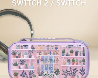 Personalized Wildflower Carrying Switch Case Cover for NS Switch 2, Switch OLED/Switch,Protective Sleeve Pouch, 10 Game Cartridge Slot