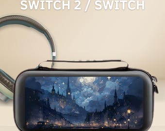 ファンタスティックシティ キャリングスイッチケースカバー（NS Switch 2 7.9インチ用）、Switch OLED/Switch、保護スリーブポーチ、ゲームカートリッジ10個収納スロット