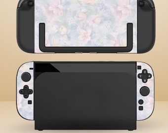 Light Botanical Floral Dockable Protective Switch Case for NS Switch 2 7.9", Switch/Switch OLED, Anti-Scratch, Shock-Absorption Shell Cover