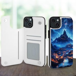 Custodia a portafoglio estetica Star City per iPhone 16, 15, 14 Pro Max Plus, Galaxy S25, S24, S23 Ultra Plus, custodia in pelle con supporto e slot per carte