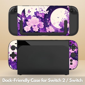 Cute Moon Dockable Protective Switch Case for NS Switch 2 7.9", Switch/Switch OLED, Anti-Scratch, Shock-Absorption Shell Cover