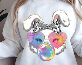 Coquette Bunny Ears Shirt, Cute Rabbit Sweatshirt, Easter Bunny Tee, Adorable Easter Day Gift, Coquette-Inspired Bunny Outfit