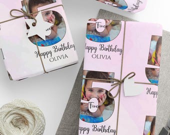 Personalisiertes Geburtstagspapier | Benutzerdefinierte Foto & Name Geschenkverpackung | Glänzendes, mattes oder seidenmattes Finish
