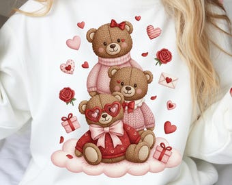 Bluza i koszulka z misiem walentynkowym | Top z grafiką Love Bear