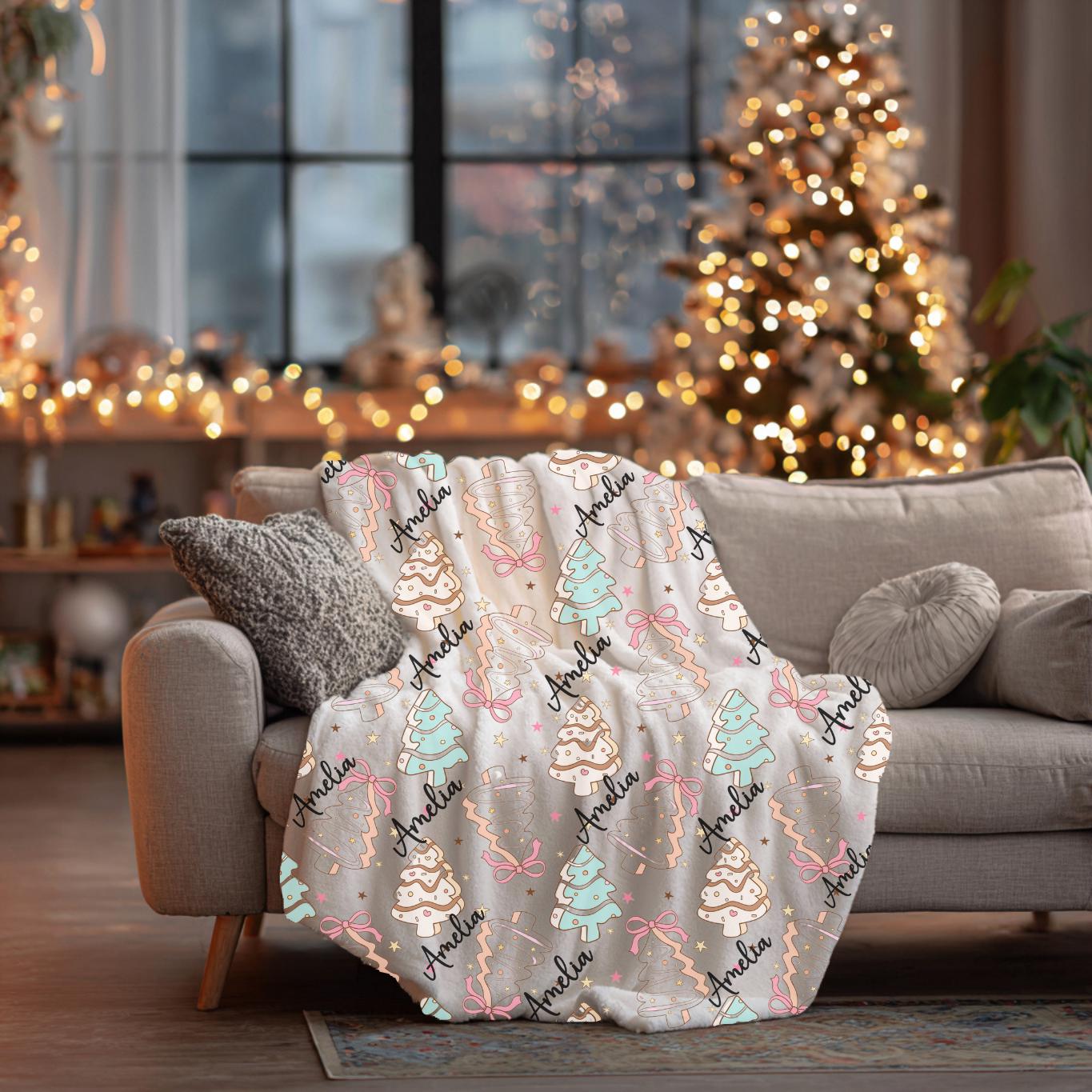 パーソナライズされたクリスマスツリーブランケット - ホリデーネーム