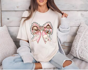 Christian Faith Sweatshirt & T-Shirt – John 3:16 Bible Verse | Religious Gifts for Women | Pink Ribbon Jesus Design