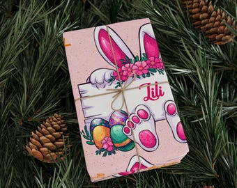 Personalized Easter Bunny Wrapping Paper - Custom Name Gift Wrap,  Matte & Glossy Finish"