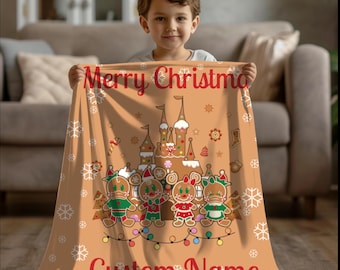 Personalized Gingerbread Christmas Blanket | Custom Name Holiday Throw