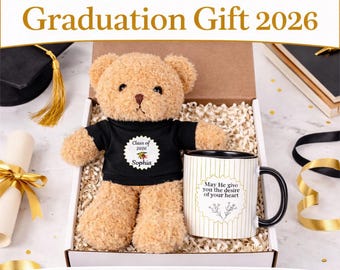 Personalized Graduation Gift 2026 | Custom Teddy Bear & Photo Mug | Class of 2026 Keepsake Gift for Her