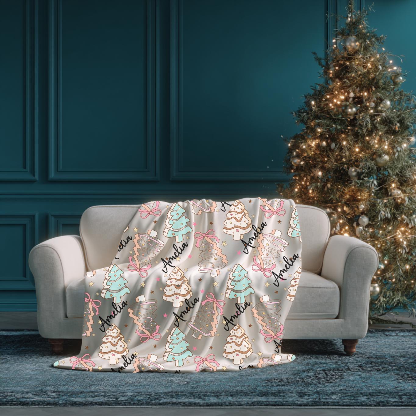 パーソナライズされたクリスマスツリーブランケット - ホリデーネーム