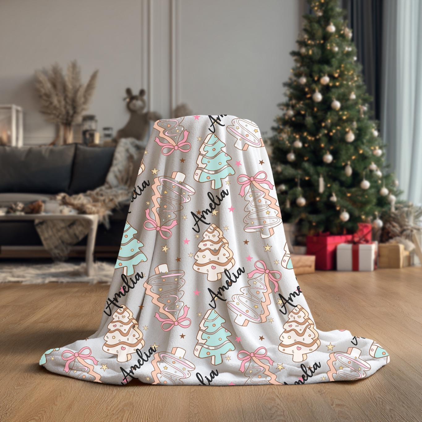 パーソナライズされたクリスマスツリーブランケット - ホリデーネーム