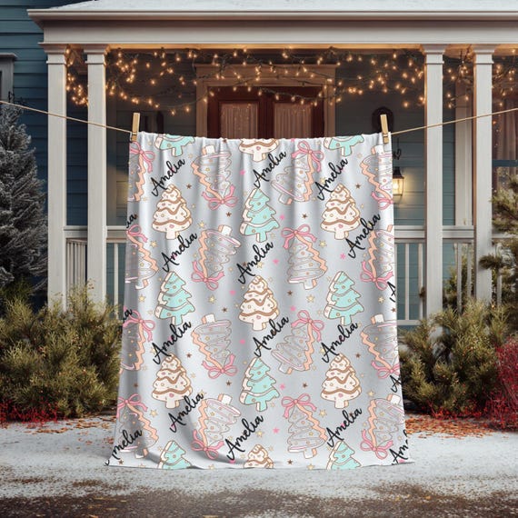 パーソナライズされたクリスマスツリーブランケット - ホリデーネーム