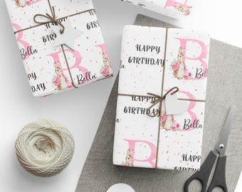 Personalized Birthday Wrapping Paper | Custom Gift Wrap with Name and Initials | Unique Gift Packaging for Kids and Adults