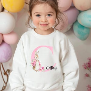 Personalized Easter Bunny Shirt: Floral Kids T-Shirt or Sweatshirt