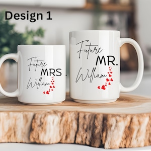 Personalisierte Zukünftige Mr. und Mrs. Tassen - Anpassbares Verlobungsgeschenk mit zwei Designoptionen (Design 1 & Design 2)
