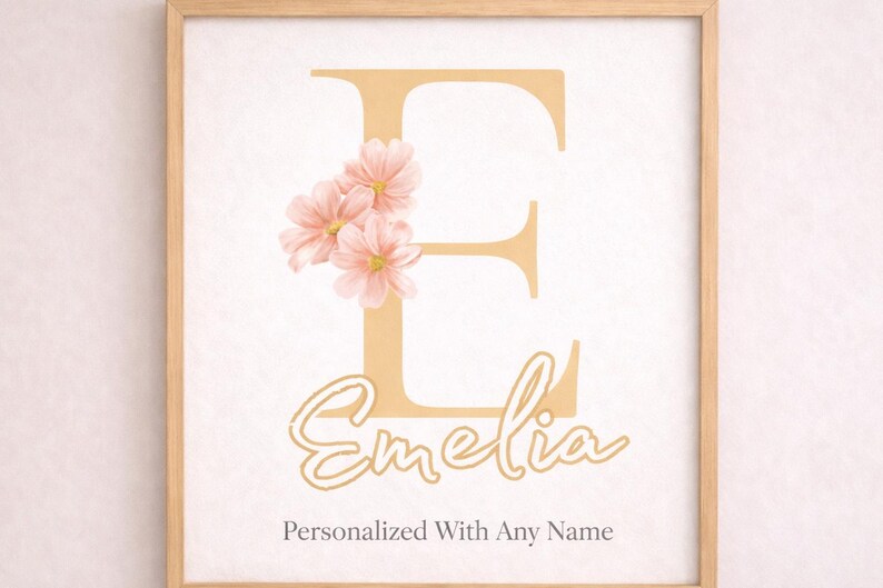Personalized Bunny Name Print, Neutral Nursery Wall Art (digital ...