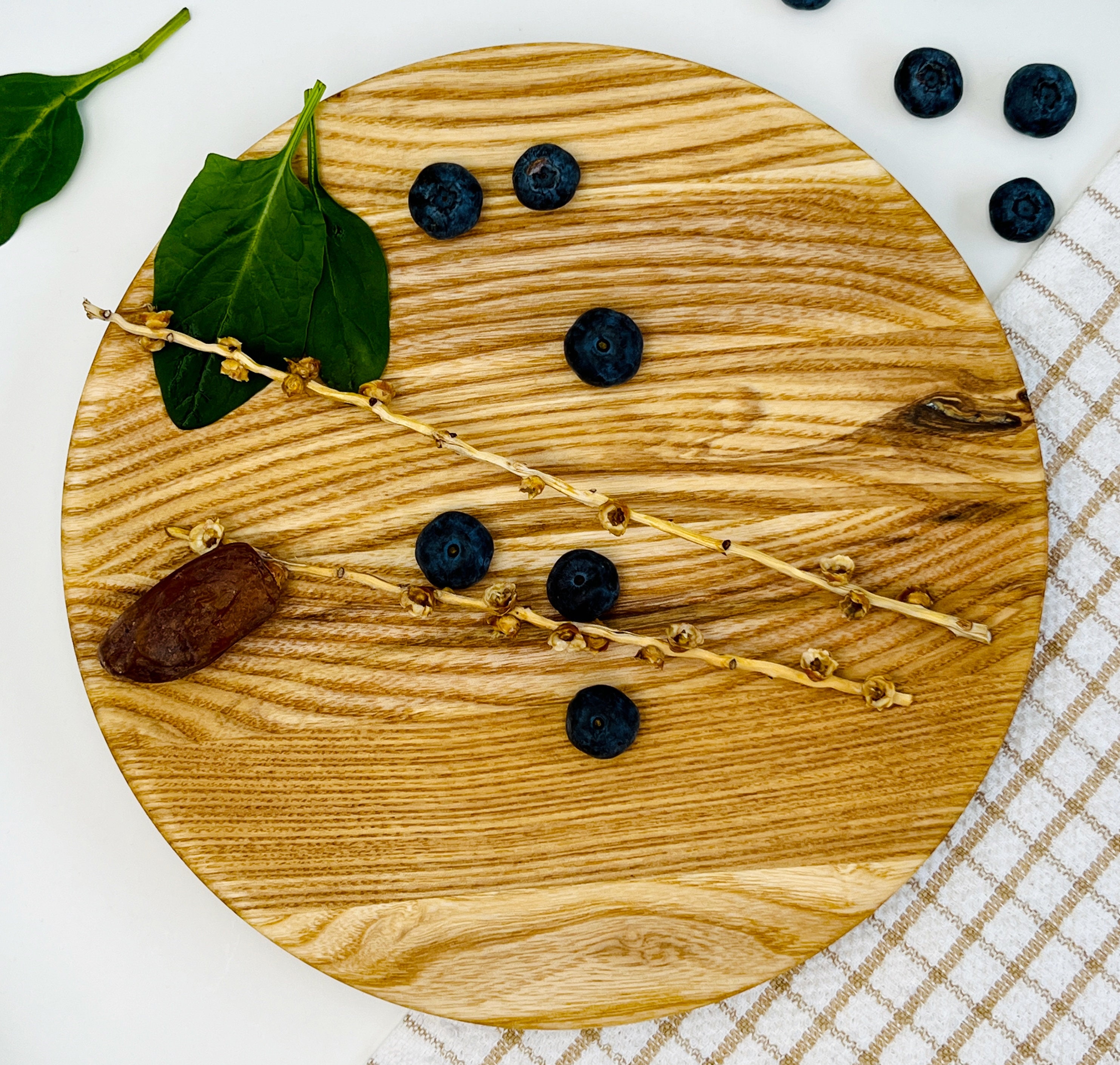 Set of 2 Wooden Ash Plates. Flat Round Plate Food Tableware. Serving ...