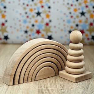 Kids wooden educational sensory Stacker for baby boys girls, Montessori fidget sensory learning toys homeschool, toddler toys 1 2 year old