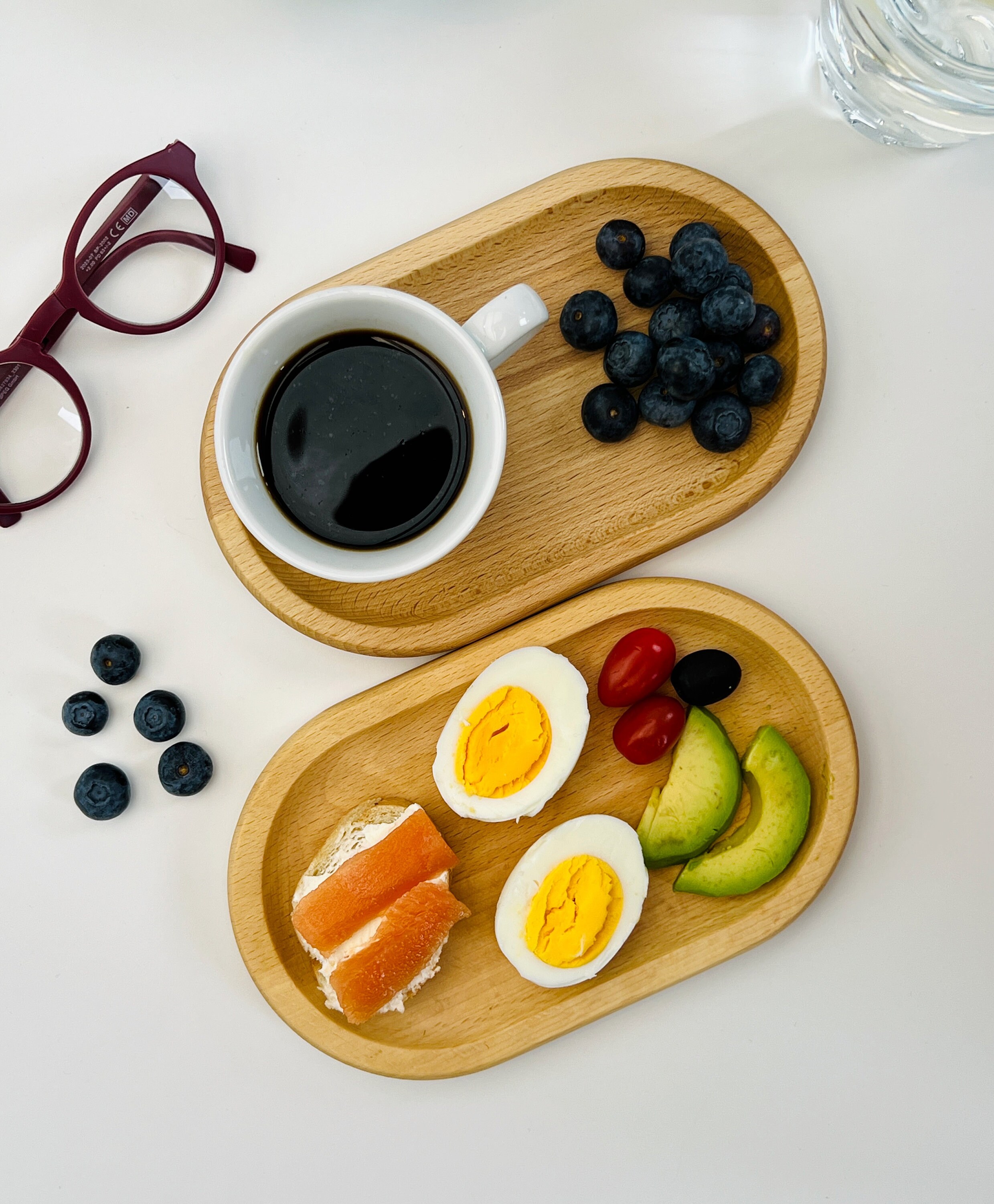 その他 2 Breakfast Tea Coffee Tray Platters. Wood Serving Plate for Snacks