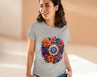 Shop the Look: Psychedelic Flowers Women's T-Shirt - Elevate Your Style with Vibrant Elegance