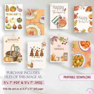 Jeu de cartes pour Thanksgiving imprimable PDF JPEG en téléchargement numérique, invitations de voeux d'automne, décoration de fête pour l'Action de grâces, citrouille d'automne pour amis