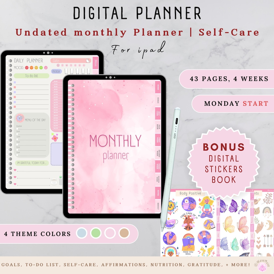 Digital Planner 2025 Monthly Goodnotes iPad ADHD Friendly Planner Meal ...