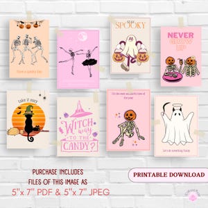 Carte imprimable Halloween citrouille drôle pour elle lui Images PDF Téléchargement numérique instantané Imprimable rose Coquette d'Halloween faire-part de fête