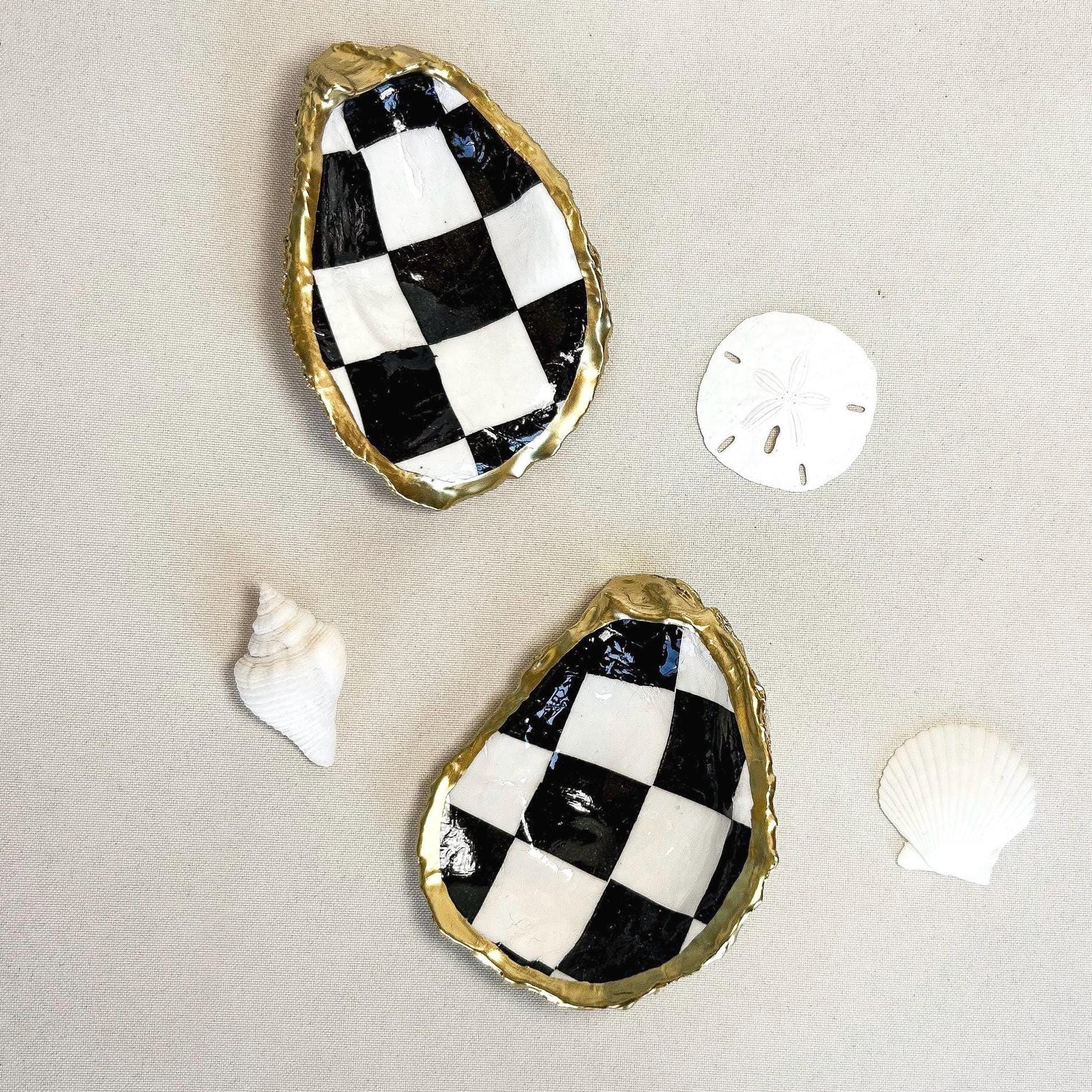 Checquered Shell Checkered Shell Oyster Trinket Jewelry Dish Holder Catchall Tray Bowl ...