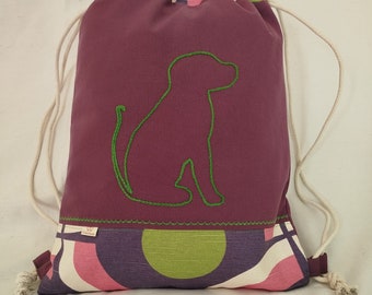 Mochila de cuerdas perrito. Mochila cómoda diario. Mochila mascotas. Morada. Mochila de diario. Mochila cuerdas hechas a mano.