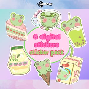 Premium Kawaii Frog Sticker Pack, kawaii png bundle, manga frog png, anime png, cute frog png,  commercial use,