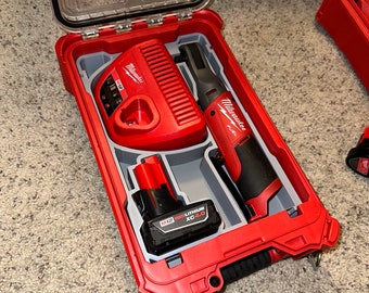 Packout Insert for Milwaukee M12 Ratchet (2557/2567) Battery and Charger