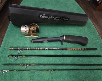 Daiwa Mini-Goldcast MG-59 5' Vintage Fishing Rod & Reel kit and carrying case. Note: Reel is missing side badge. Made in Japan.
